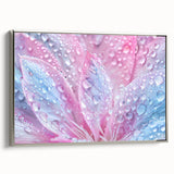 Framed canvas featuring a close-up water landscape in vibrant blue and silver tones, ideal for modern living room decor.