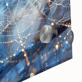 Mid-century modernist large abstract wall art on acrylic glass, featuring a close-up water design in cool blue tones.