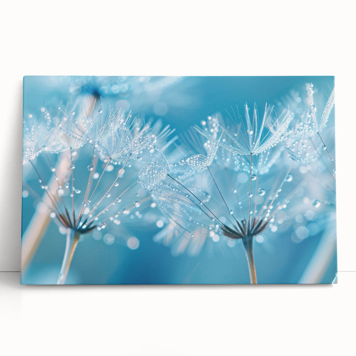 Close-up black and white water ripple photograph on stretched canvas, ideal for kitchen wall art or bedroom ambiance.