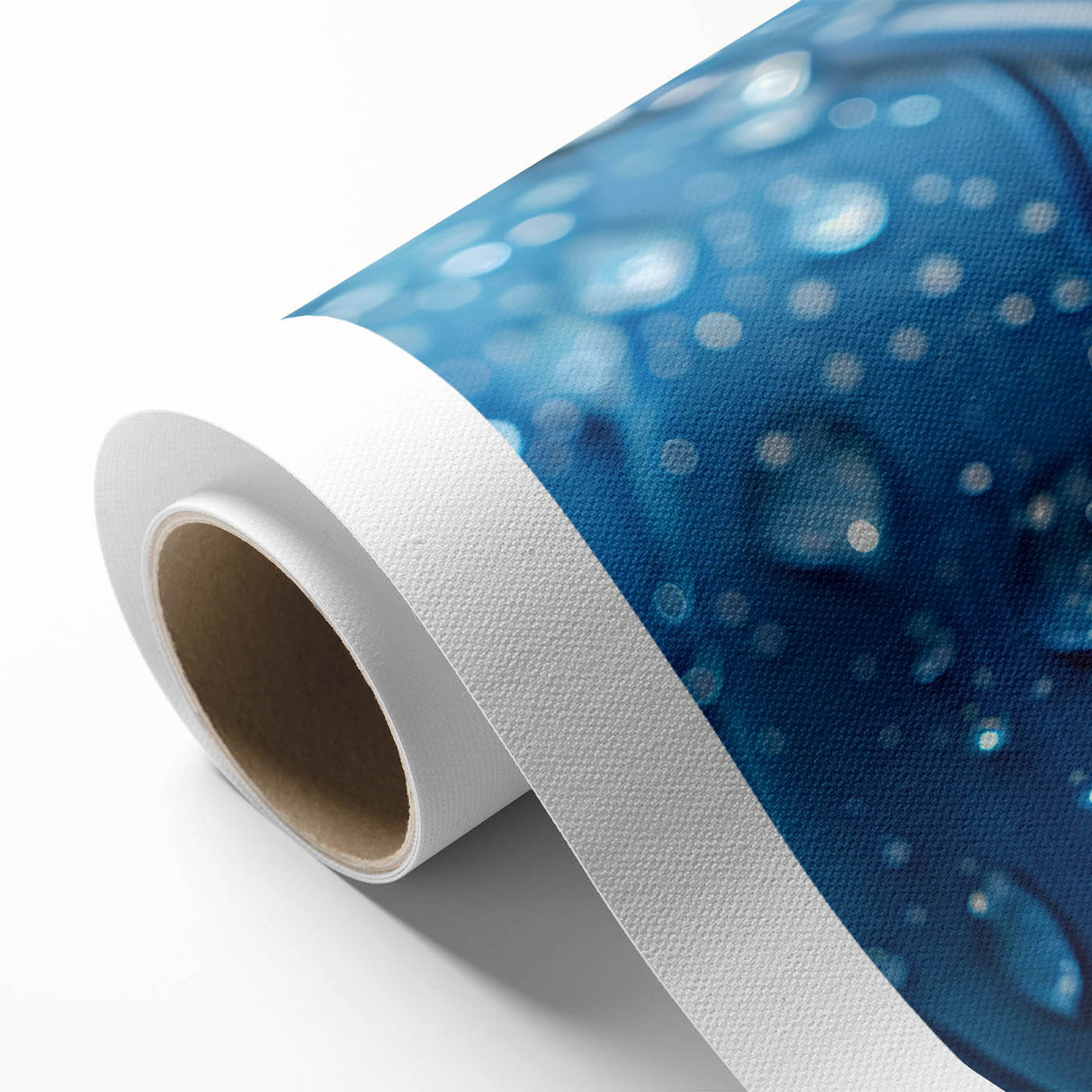 Art deco poster depicting close-ups of water in muted blue tones on rolled canvas, ideal for nursery wall art.
