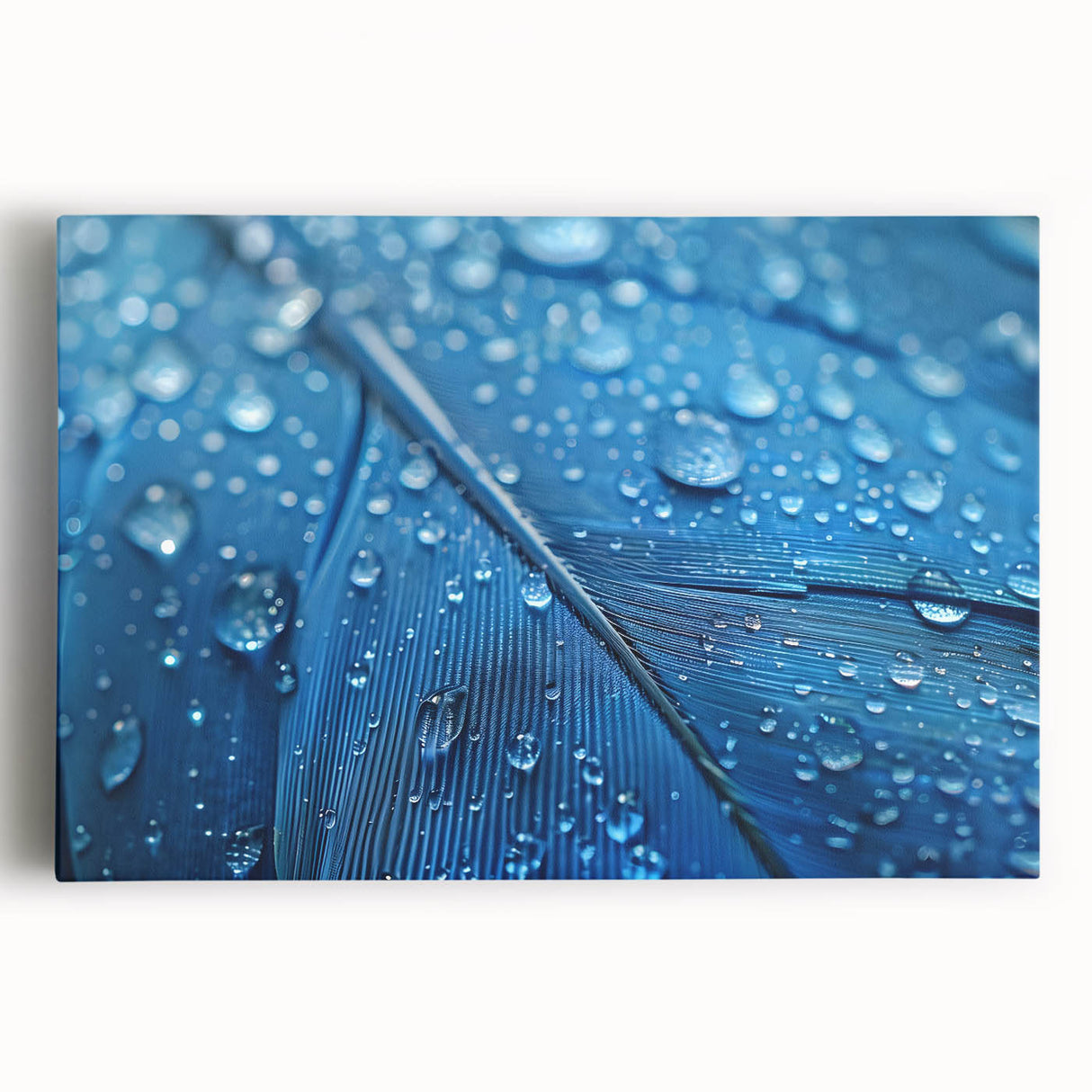 Close-up water ripple photograph in black and white on stretched canvas, ideal for kitchen wall art.