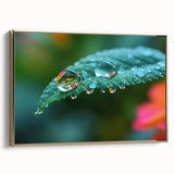 Close-up landscape art painting on framed canvas, featuring water motifs in black and gold, ideal for bedroom wall decor.