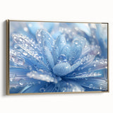 Framed canvas featuring a close-up water landscape in muted blue and gray tones, suitable as wall art for bedroom.