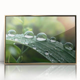 Close-up water design on large art print, framed in gold acrylic, in mid-century modernist style.