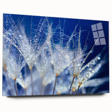 Large abstract wall art on acrylic glass featuring fluid blue and green patterns, ideal for dining room ambiance.