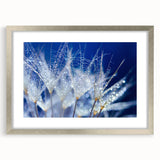 Textured art print featuring close-up abstract water design in silver frame, ideal for modern bedroom ambiance.