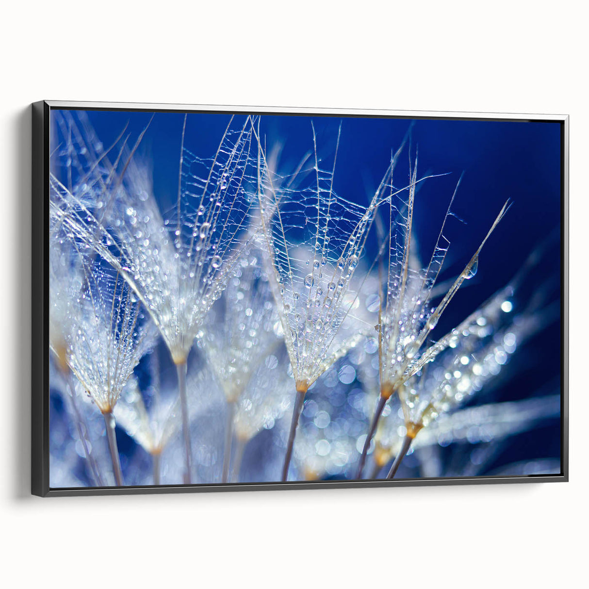 Black and white framed canvas featuring a close-up water landscape, ideal for bedroom wall art.