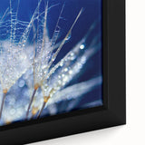 Close-up of a framed canvas depicting a serene landscape with muted green and blue tones, ideal for bedroom wall decor.