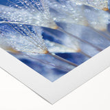 Art deco poster of a stylized water ripple in cool blue tones on rolled canvas.