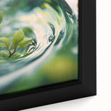 Close-up of textured black wall art featuring colorful abstract patterns on a framed canvas, ideal for living room decor.