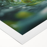 Art deco poster featuring a close-up water design in blue and silver tones on rolled canvas.