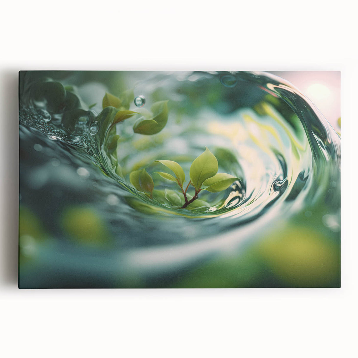 Black and white close-up photo of water ripples on stretched canvas, ideal for kitchen wall art.