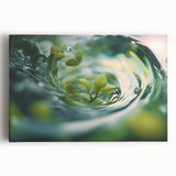 Black and white close-up photo of water ripples on stretched canvas, ideal for kitchen wall art.