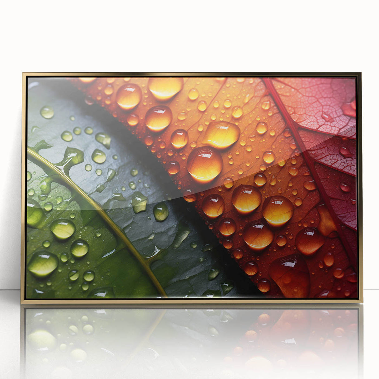 Large art print of a close-up water design in gold tones, framed in acrylic, ideal for modern nursery wall art.