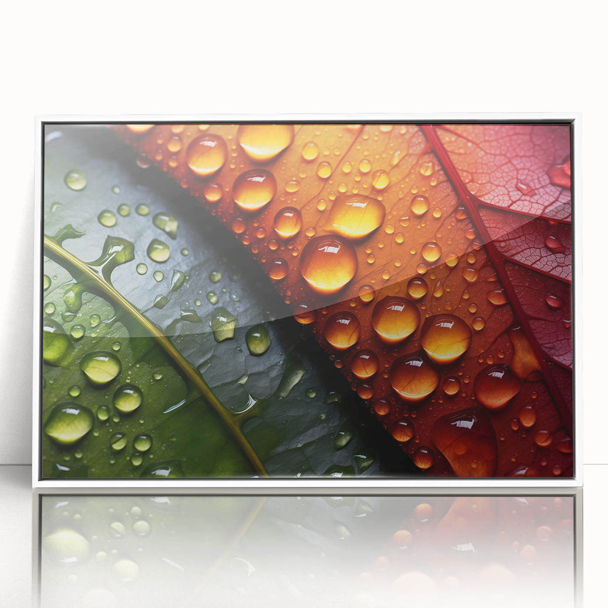 Close-up water design on framed acrylic, featuring a white border, ideal for modern art wall decor or a nursery.