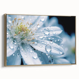 Close-up landscape painting on framed canvas, featuring a serene water design in muted blues and grays.