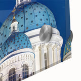 Large abstract wall art featuring mid-century modernist cathedral designs in muted earth tones on acrylic glass.