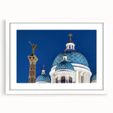 Extra large abstract art print featuring a textured depiction of a cathedral.