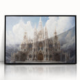 Large abstract wall art featuring a cathedral design in black and white tones on framed acrylic.