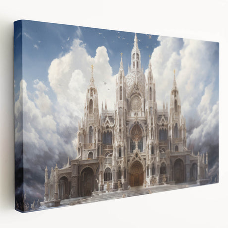 Large canvas print of a cathedral design in muted stone colors, suitable for kitchen wall art.