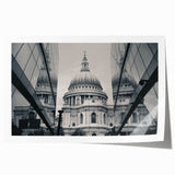 Extra large rolled print of a cathedral, featuring muted earth tones and floral motifs, ideal for dining room wall art.