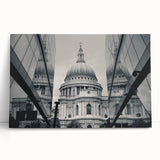 Black and white large art print of a cathedral design on stretched canvas, ideal for kitchen wall art or bedroom decor.