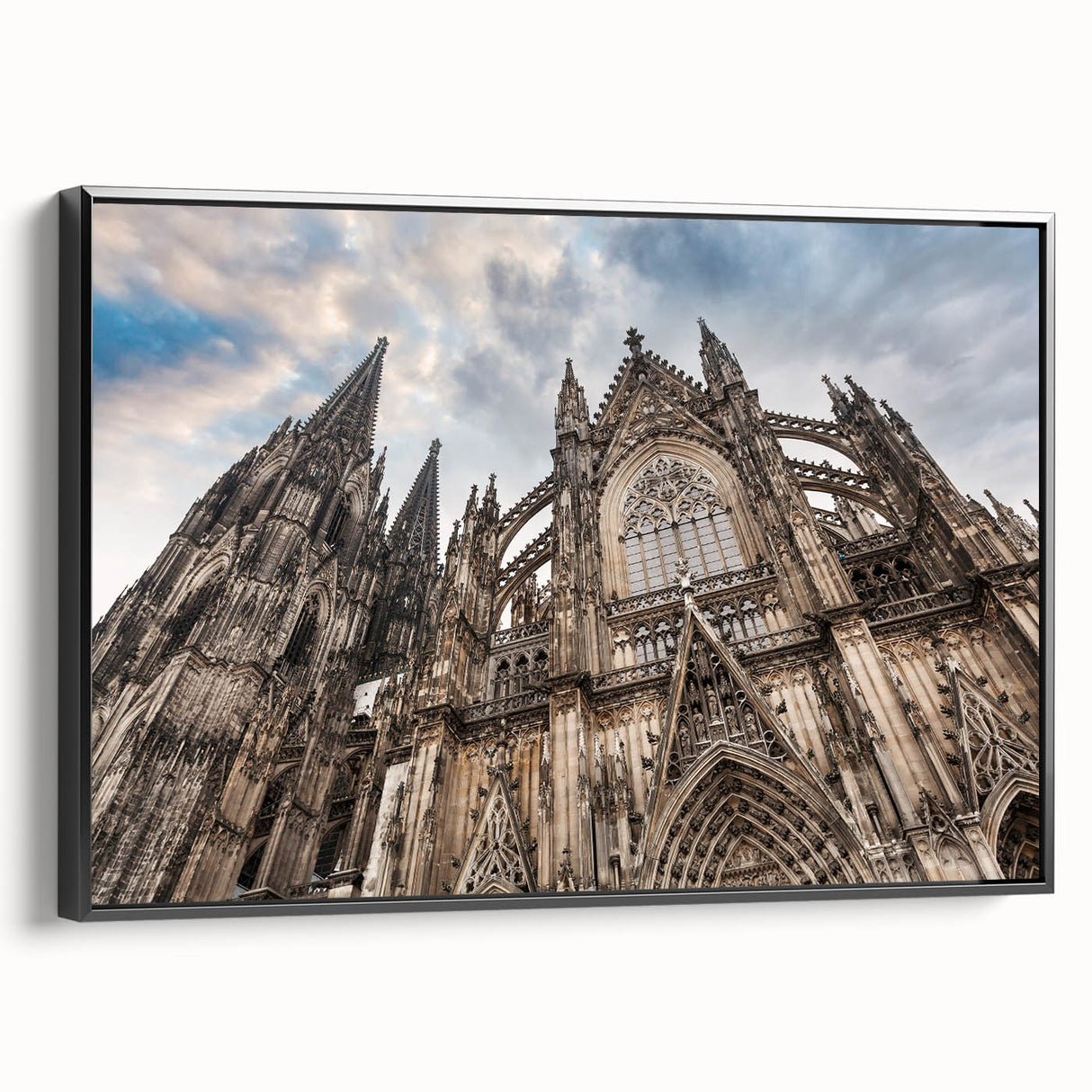 Black and white vintage poster art of a cathedral, printed on framed canvas, ideal for bedroom wall decor.