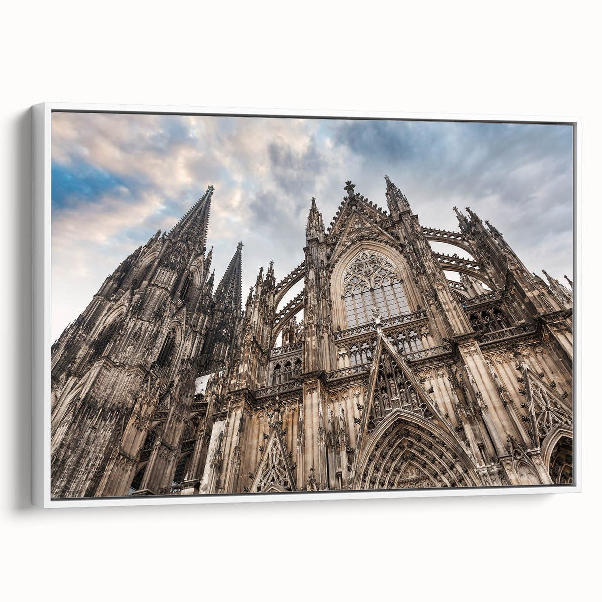Framed canvas of a vintage cathedral landscape in black and white, ideal for bedroom wall art.