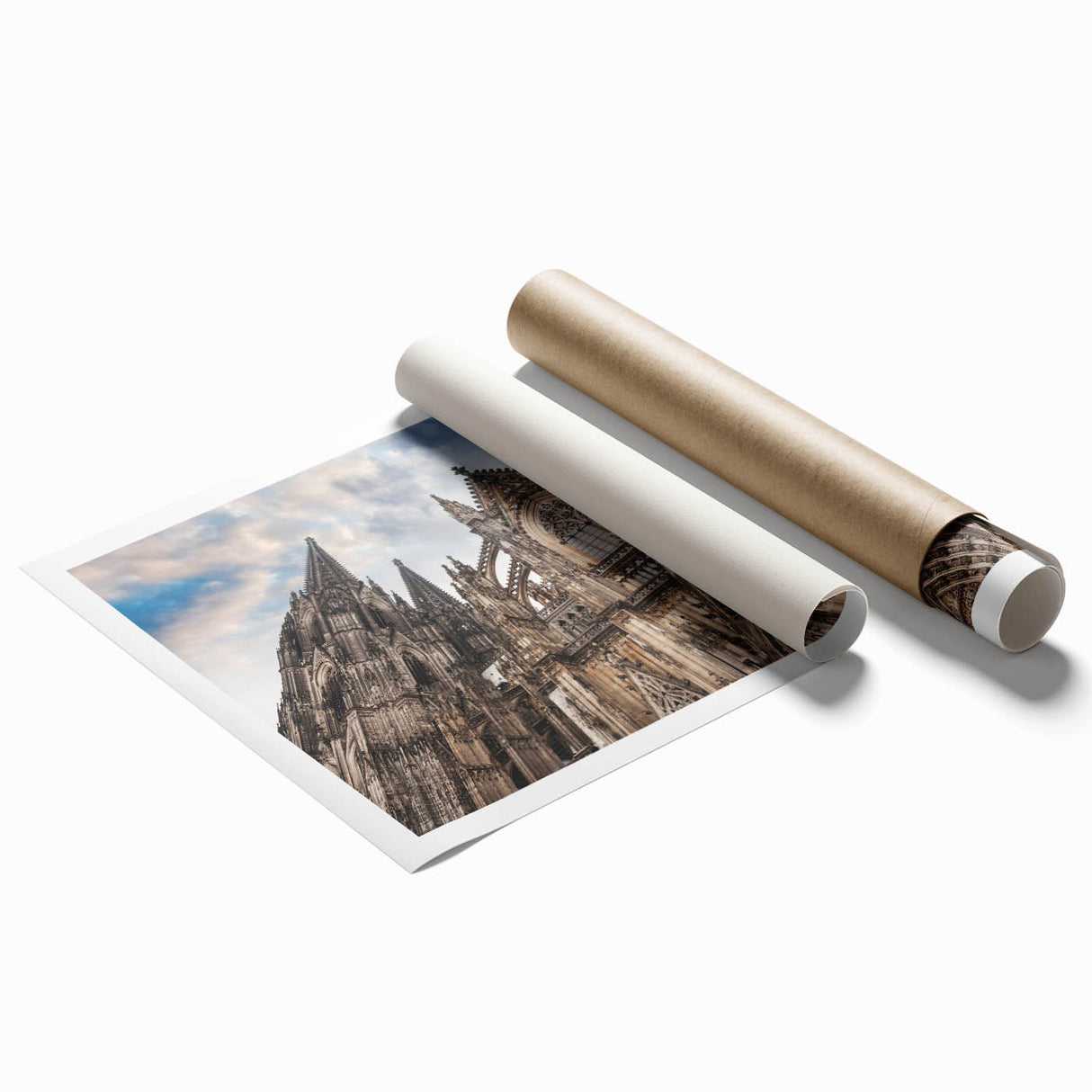 Extra large wall art featuring a cathedral design in muted earth tones on rolled canvas, ideal for classy bathroom ambiance.
