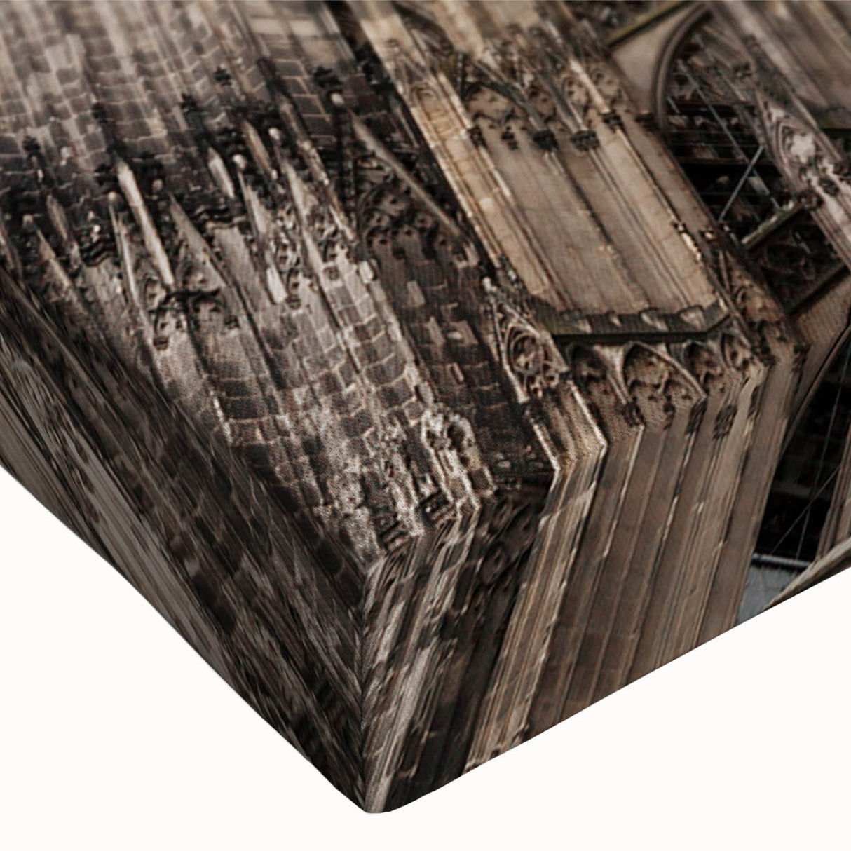 Black and white landscape art painting of a cathedral on stretched canvas, ideal for bedroom wall decor.