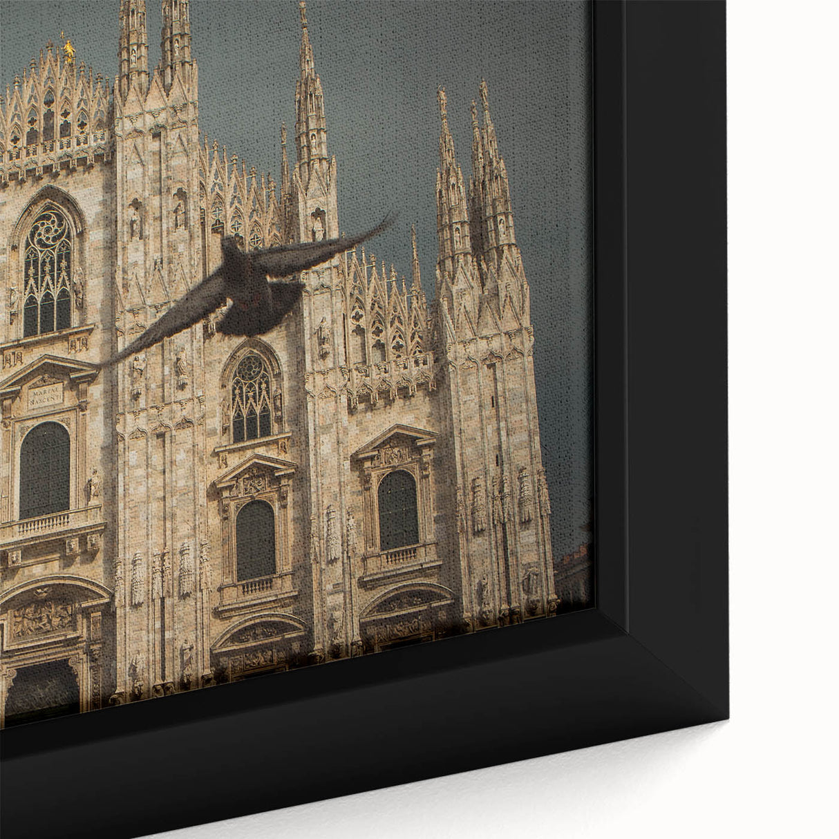 Extra large black wall art featuring a textured, colorful cathedral design on framed canvas, ideal for living room decor.