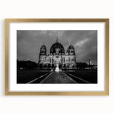 Textured abstract art print of a cathedral on a gold-framed canvas with muted earth tones, ideal for bedroom art.