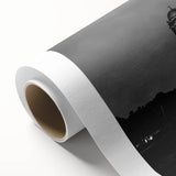 Art deco style cathedral design on rolled canvas, featuring muted gray and pastel blue, ideal for nursery wall art.