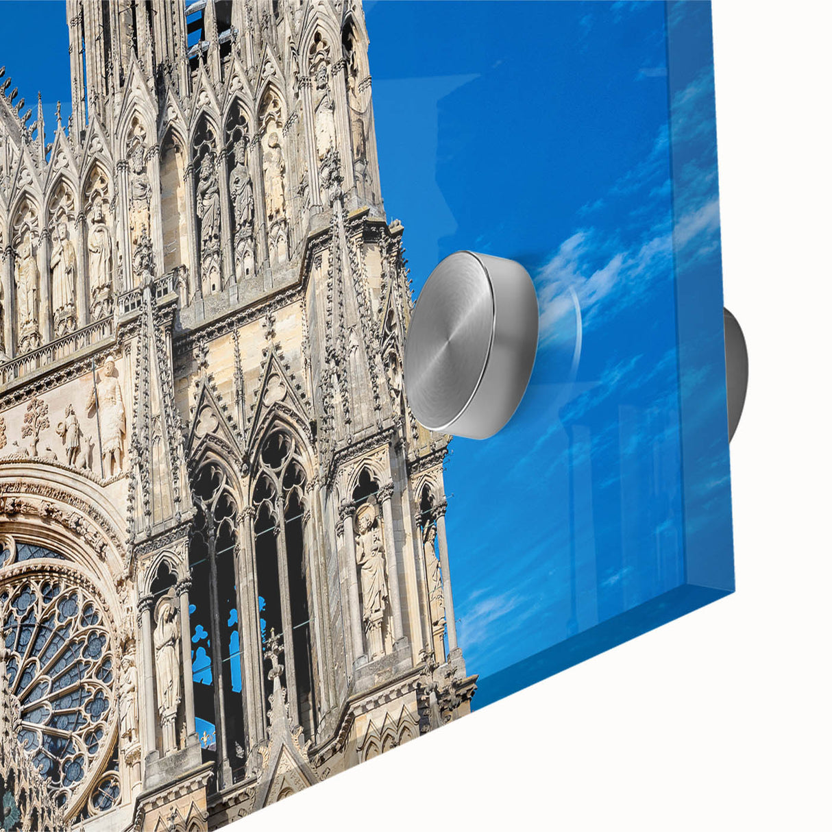 Large abstract wall art featuring a mid-century modernist cathedral design in muted earth tones on acrylic glass.