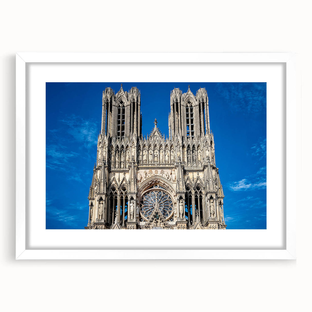 Extra large abstract art print of a cathedral, in muted earth tones on a white framed canvas, ideal for living room decor.