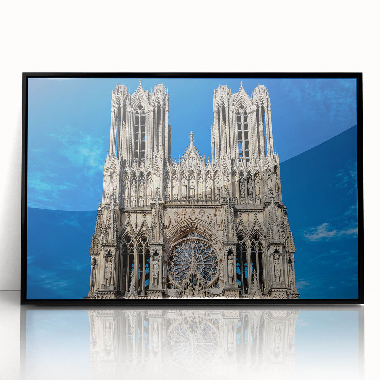 Large abstract wall art print of a cathedral design in black and white on framed acrylic, suitable for modern art wall decor.