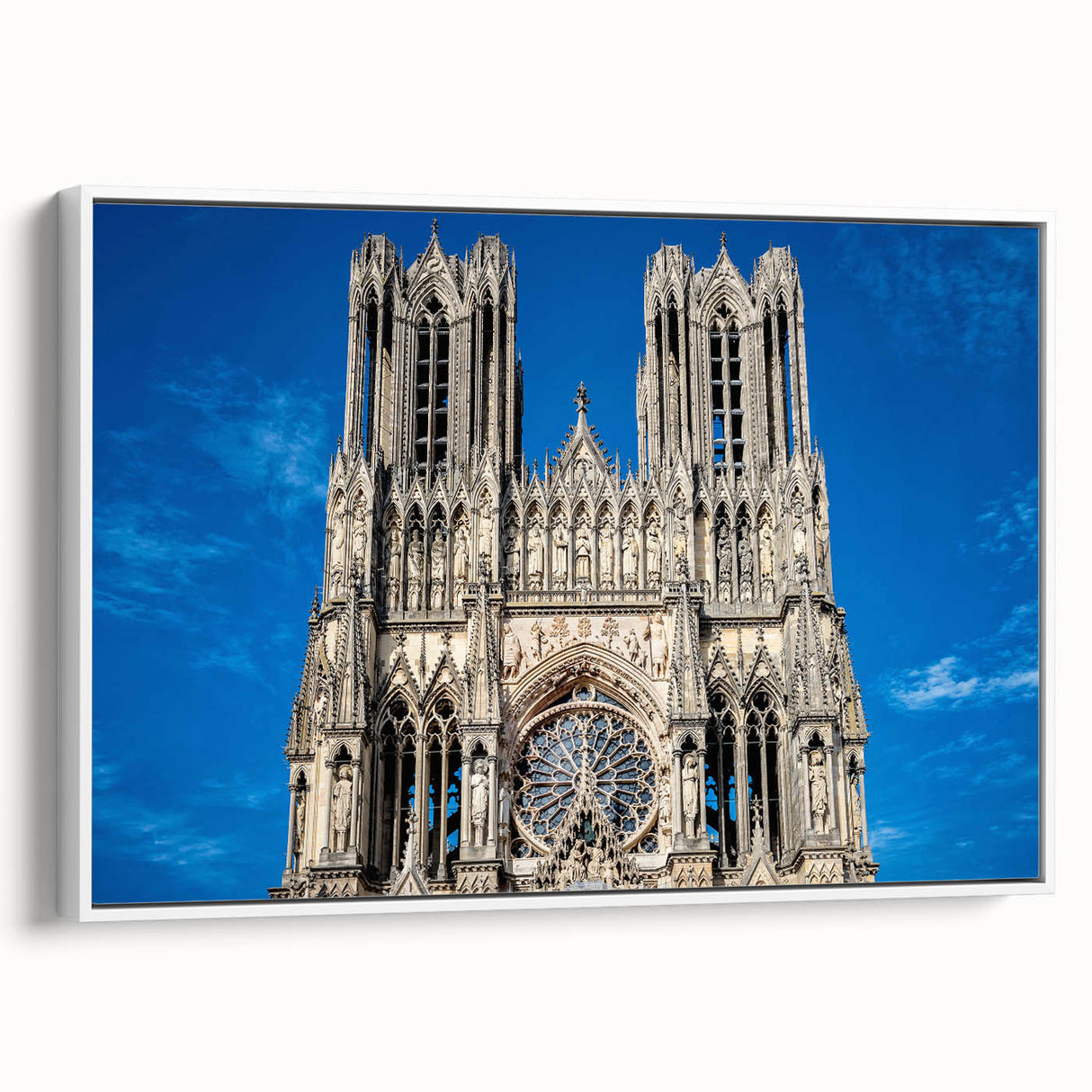 Framed canvas featuring a black and white vintage poster of a cathedral landscape, ideal for bedroom wall art.