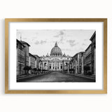 Textured abstract art print of a cathedral, in muted gold and white tones, framed with a gold mat.