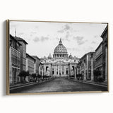 Landscape art painting of a cathedral in muted gold and black tones on a framed canvas.