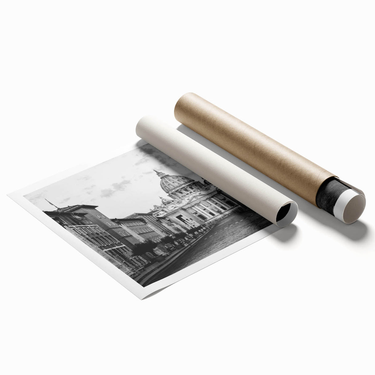 Extra large rolled print featuring a detailed floral art design on a cathedral, in soft pastel shades.
