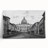 Black and white stretched canvas of a cathedral design, ideal for kitchen wall art or bedroom ambiance.