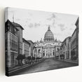Large cathedral design on stretched canvas with intricate architectural details, ideal for kitchen wall art.