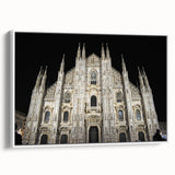 Framed canvas of a vintage cathedral landscape in black and white, ideal for bedroom wall art.