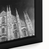 Black wall art featuring a textured cathedral design in vibrant colors on a framed canvas, ideal for large living room walls.