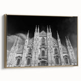 Framed canvas of a vintage cathedral landscape in colorful art style, ideal for enhancing a living room or study.
