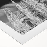 Art Deco poster featuring a detailed cathedral design in muted earth tones on rolled canvas, ideal for dining room wall art.