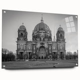 Acrylic print of a large abstract design in cool blue tones, suited for bedroom or dining room decor.