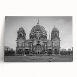 Black and white stretched canvas of a church design, ideal for kitchen wall art or bedroom ambiance.