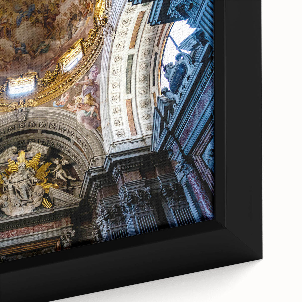 Extra large black wall art depicting a textured, colorful abstract design on a framed canvas, ideal for living room decor.
