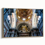 Landscape art painting of a church in vibrant colors on a framed canvas, suitable for living room decor.